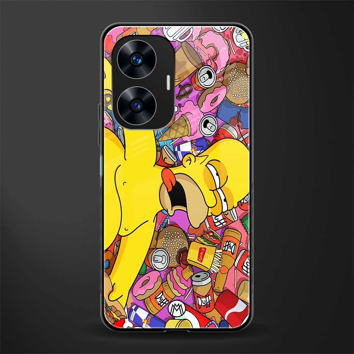 drunk homer simpsons back phone cover | glass case for realme c55