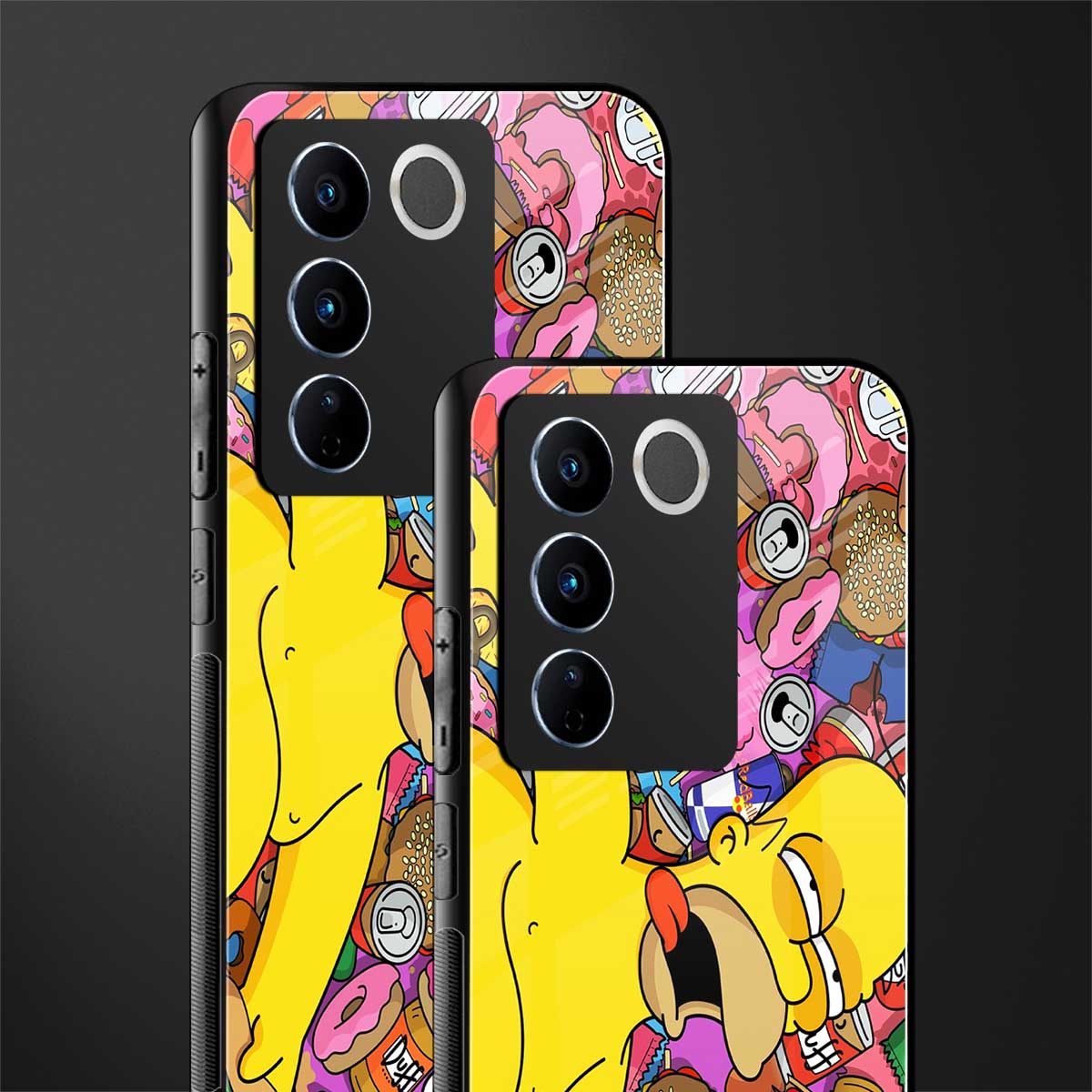 drunk homer simpsons back phone cover | glass case for vivo v27 pro 5g