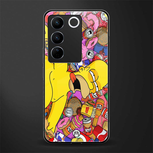 drunk homer simpsons back phone cover | glass case for vivo v27 pro 5g