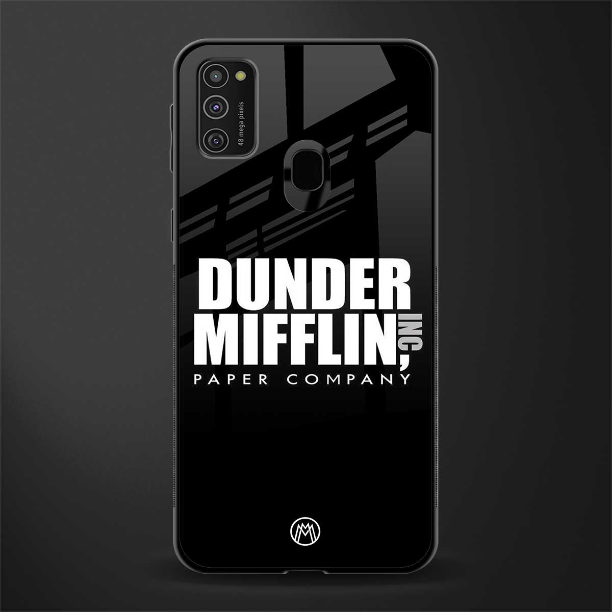 dunder mifflin glass case for samsung galaxy m21 image