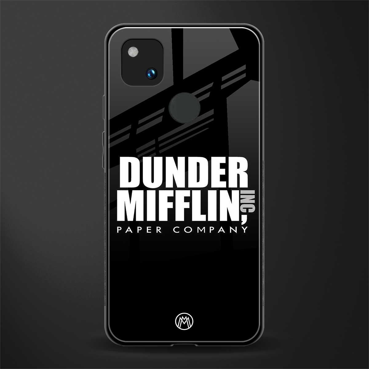 dunder mifflin back phone cover | glass case for google pixel 4a 4g