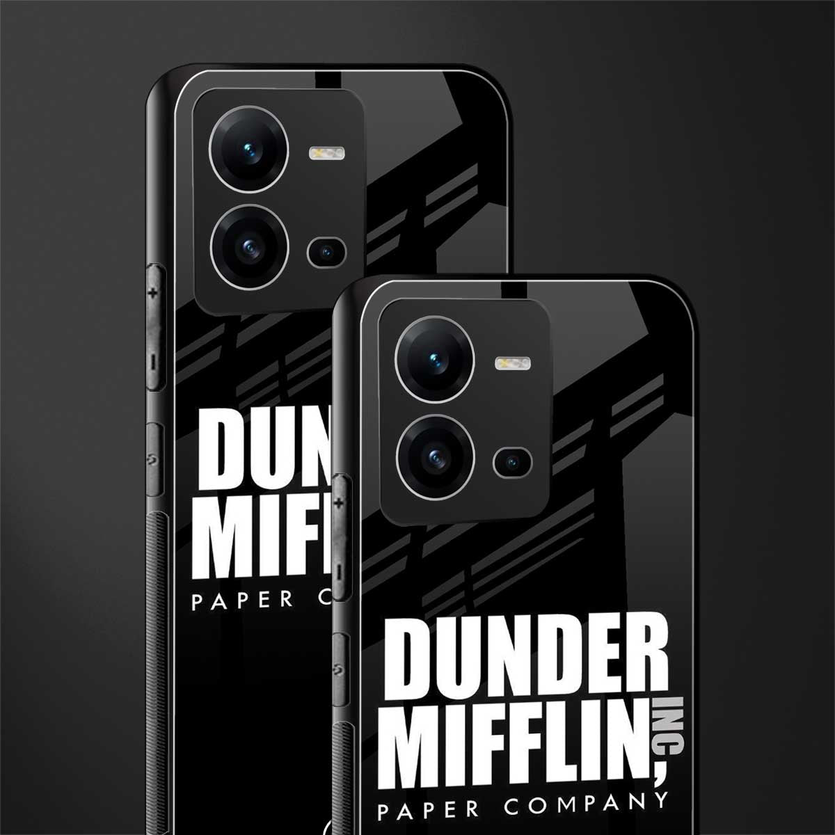 dunder mifflin back phone cover | glass case for vivo v25-5g