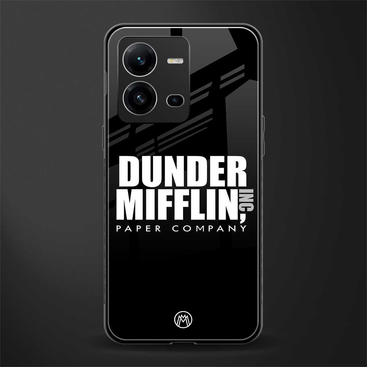 dunder mifflin back phone cover | glass case for vivo v25-5g