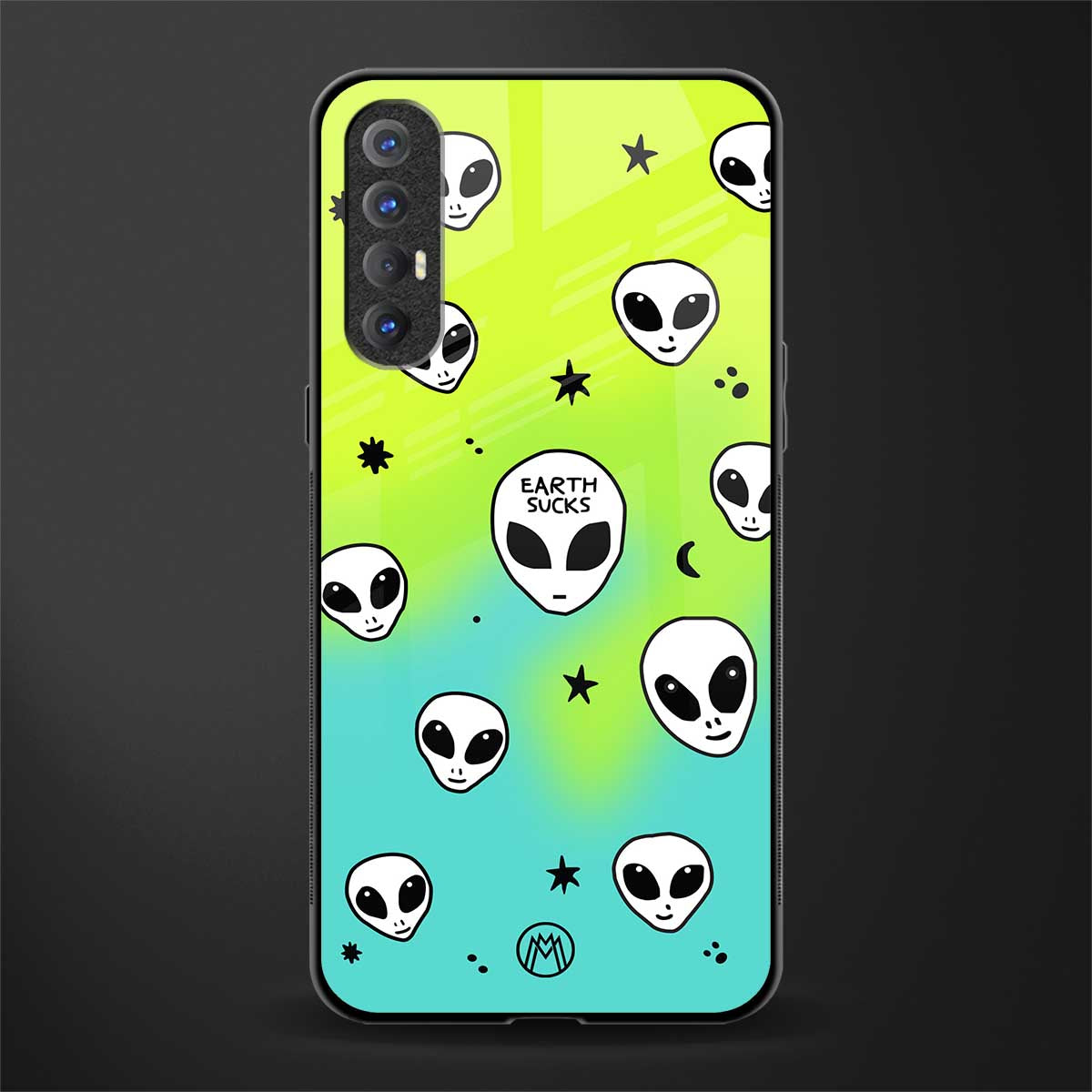 earth sucks neon edition glass case for oppo reno 3 pro image