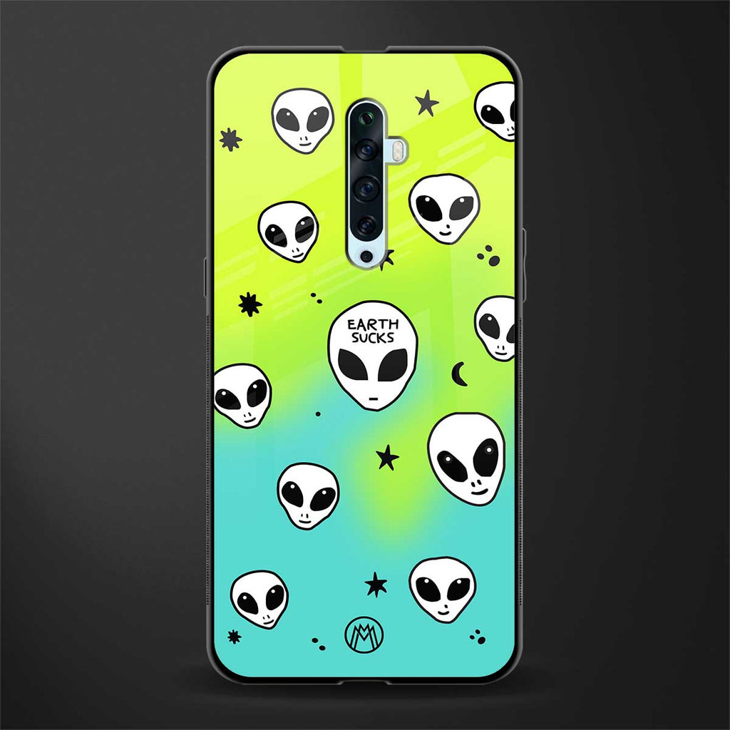 earth sucks neon edition glass case for oppo reno 2f image