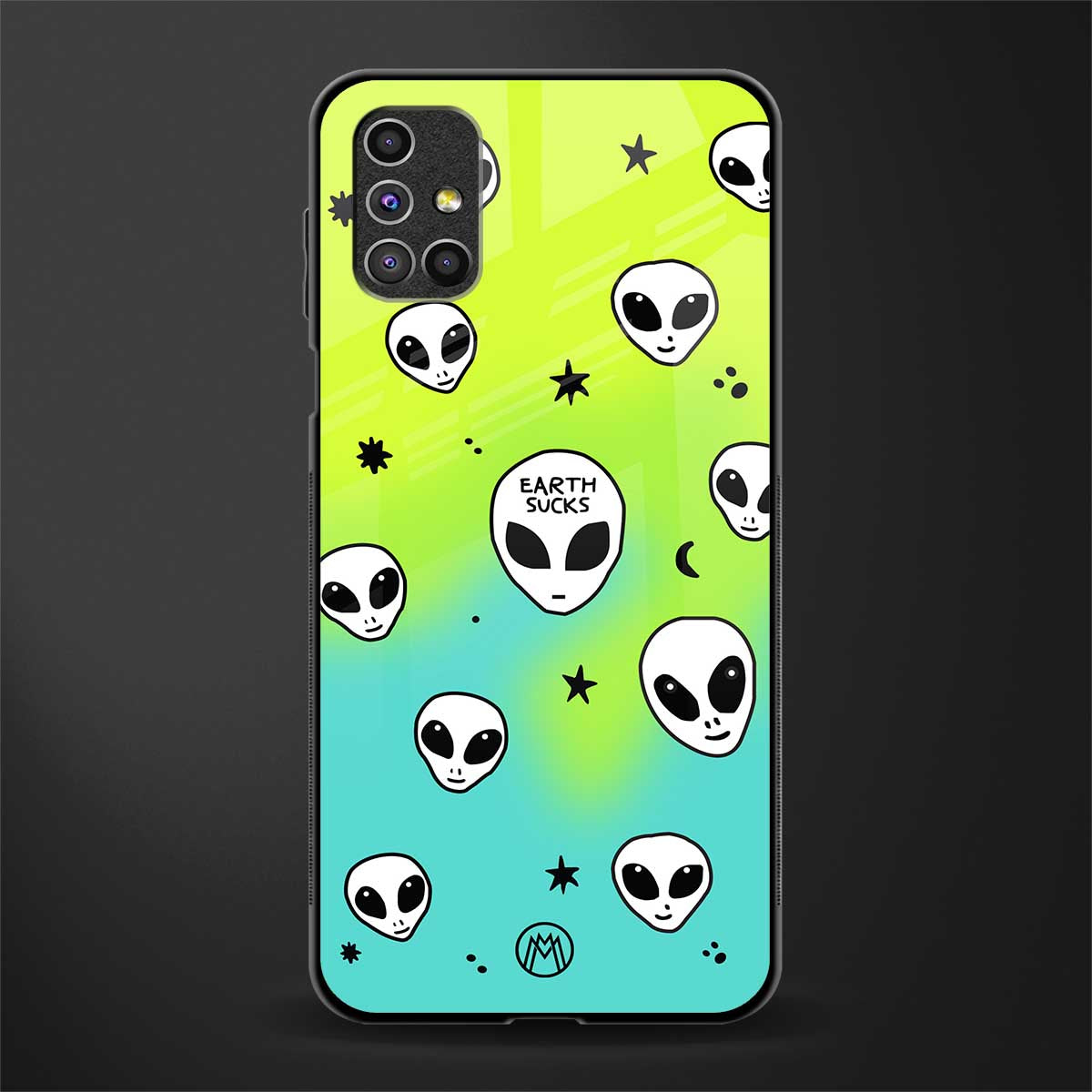 earth sucks neon edition glass case for samsung galaxy m51 image