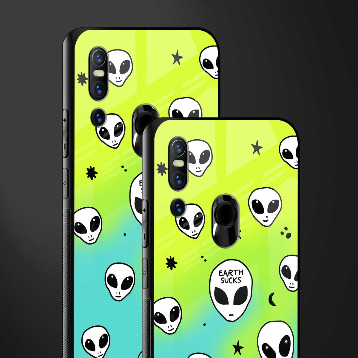 earth sucks neon edition glass case for vivo v15 image-2