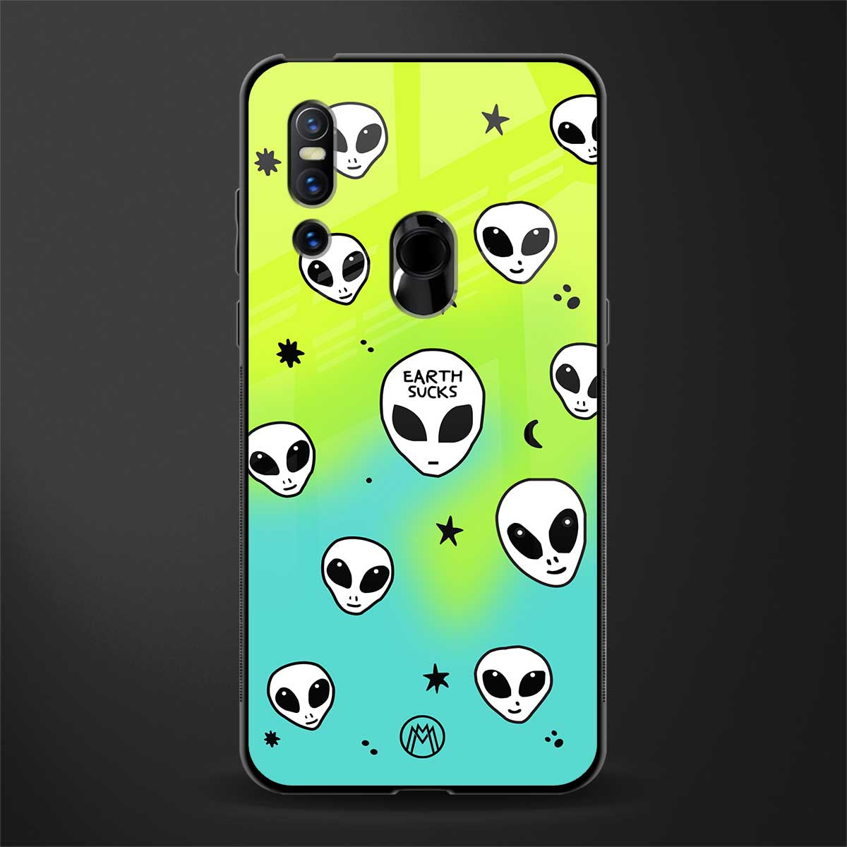 earth sucks neon edition glass case for vivo v15 image