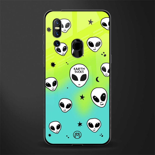earth sucks neon edition glass case for vivo v15 image