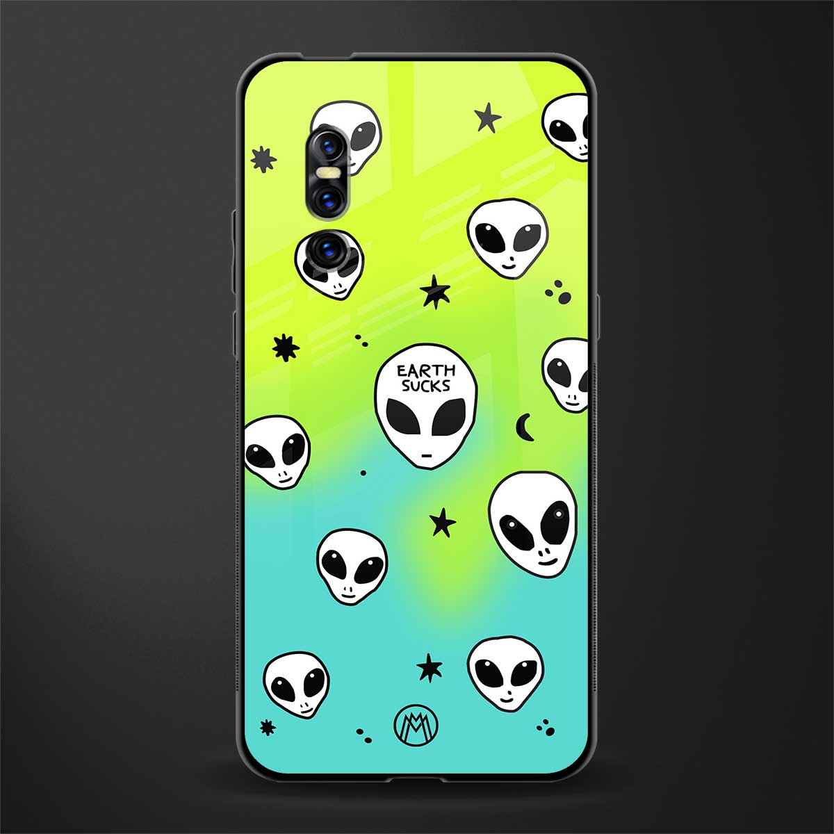 earth sucks neon edition glass case for vivo v15 pro image