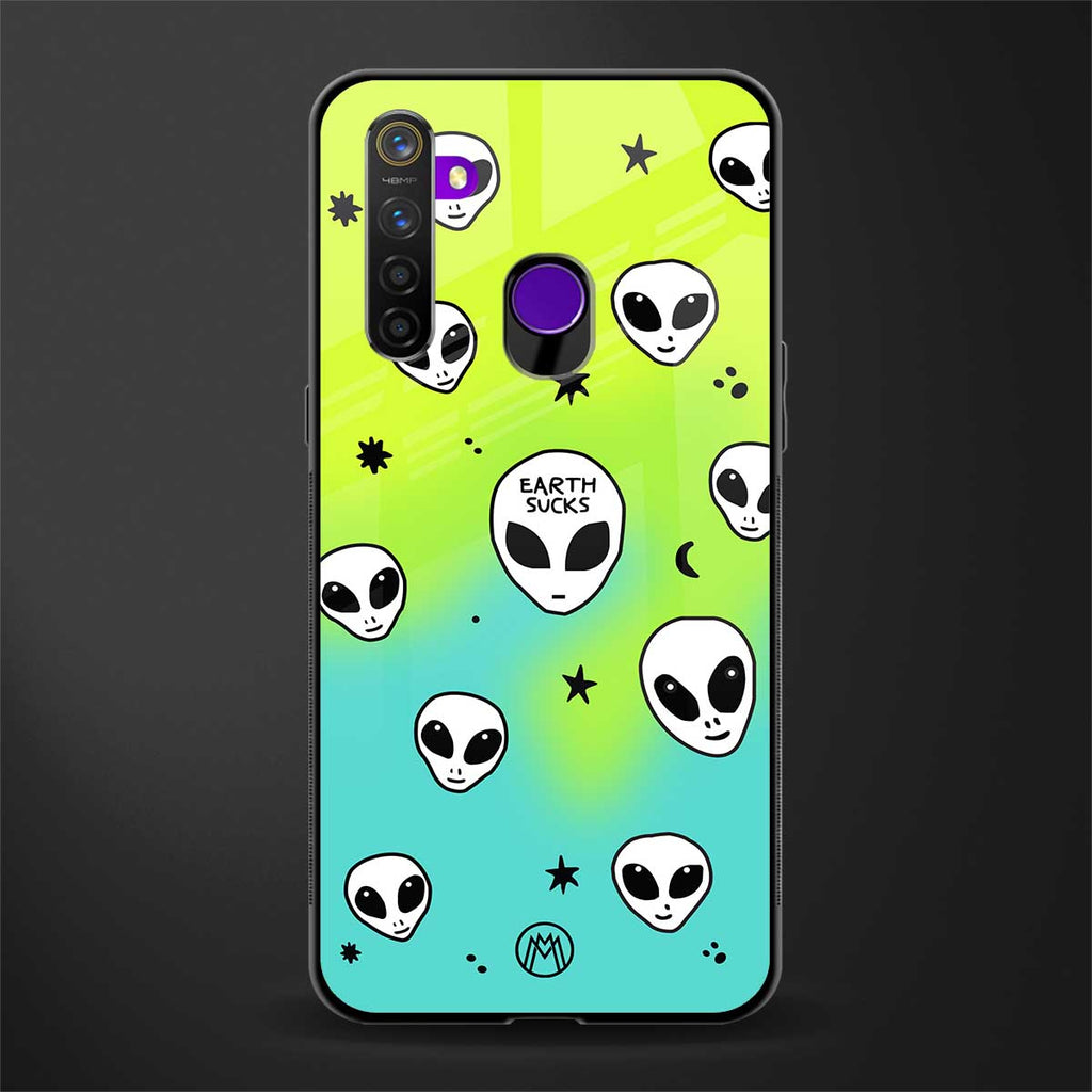 earth sucks neon edition glass case for realme 5i image