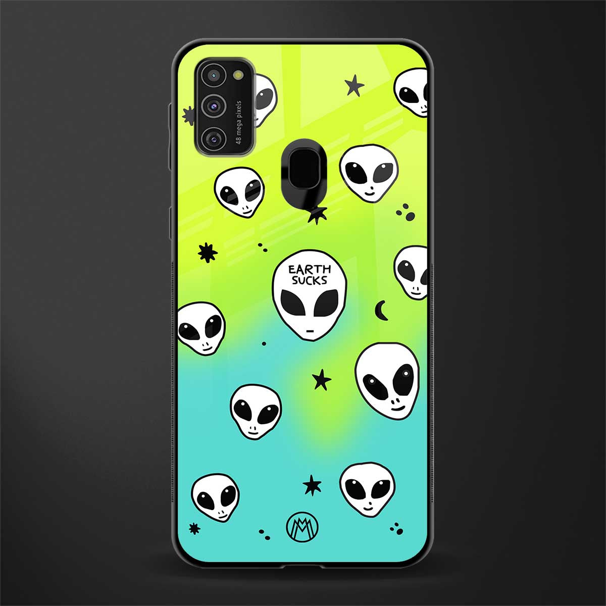 earth sucks neon edition glass case for samsung galaxy m30s image