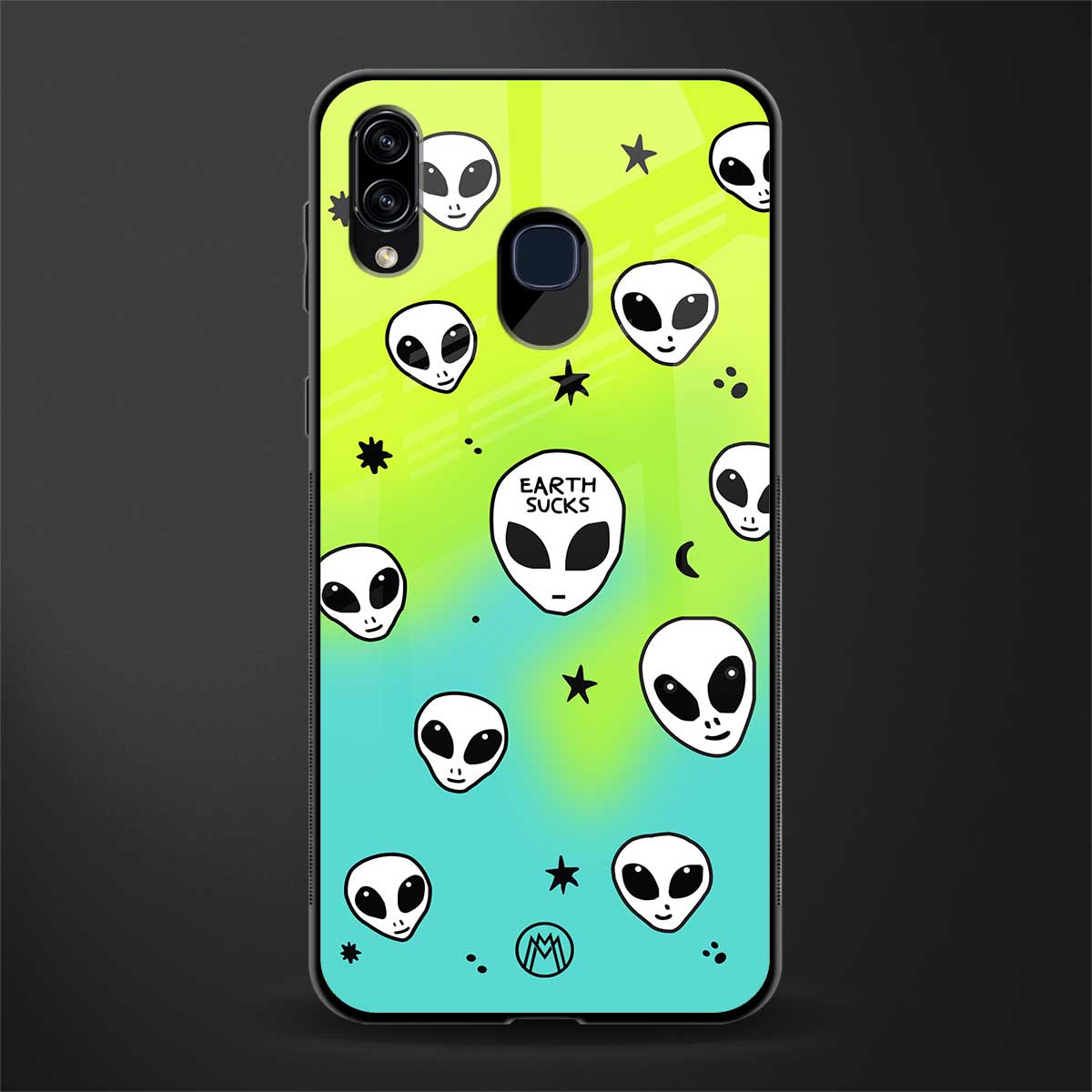 earth sucks neon edition glass case for samsung galaxy a20 image