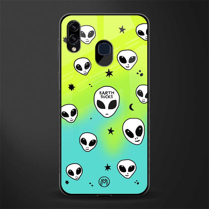 earth sucks neon edition glass case for samsung galaxy a20 image
