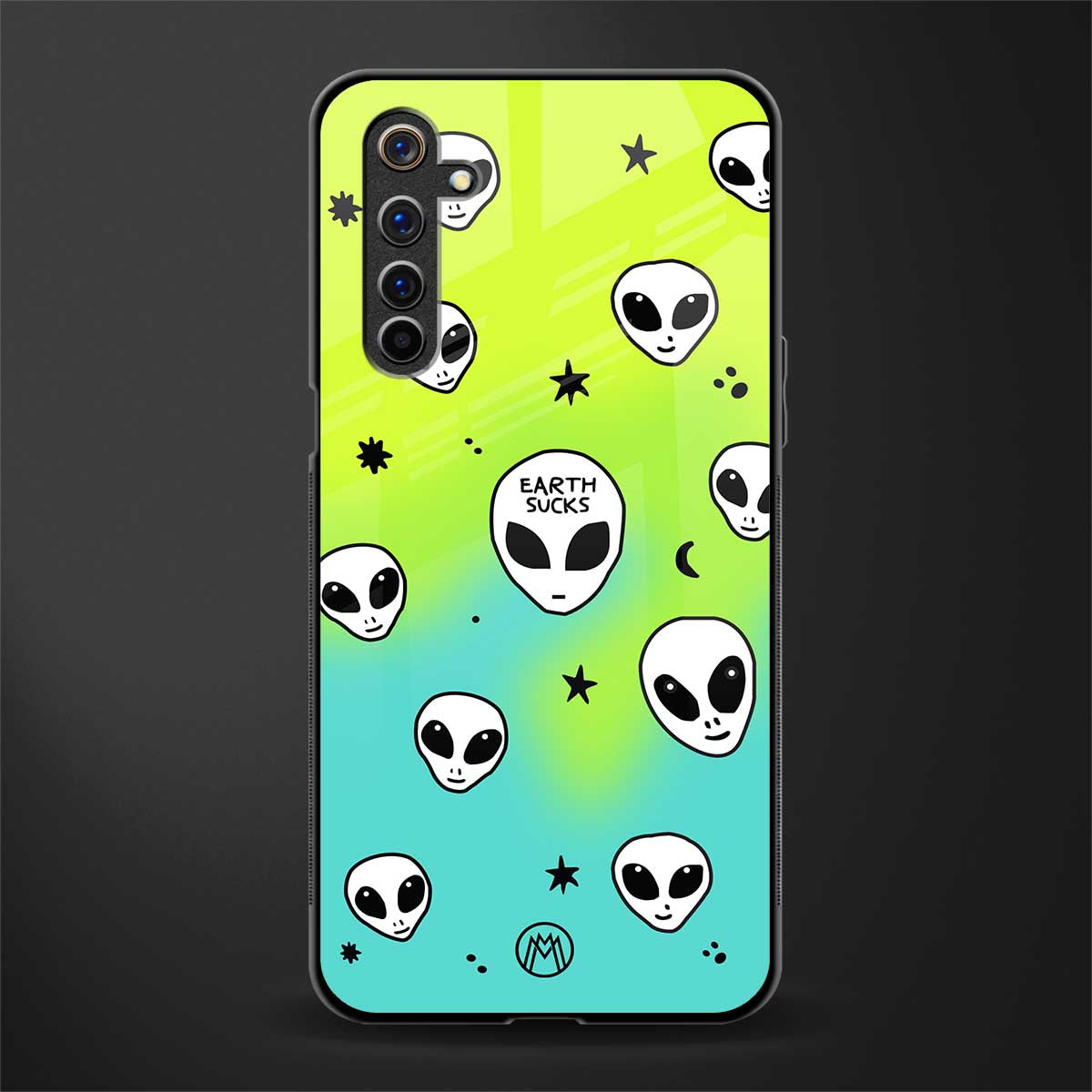 earth sucks neon edition glass case for realme 6 pro image