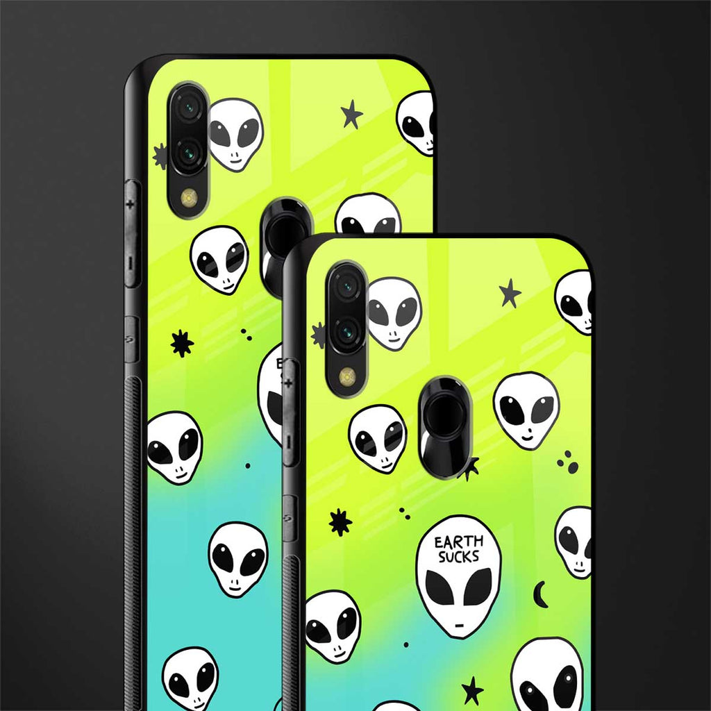 earth sucks neon edition glass case for redmi 7redmi y3 image-2