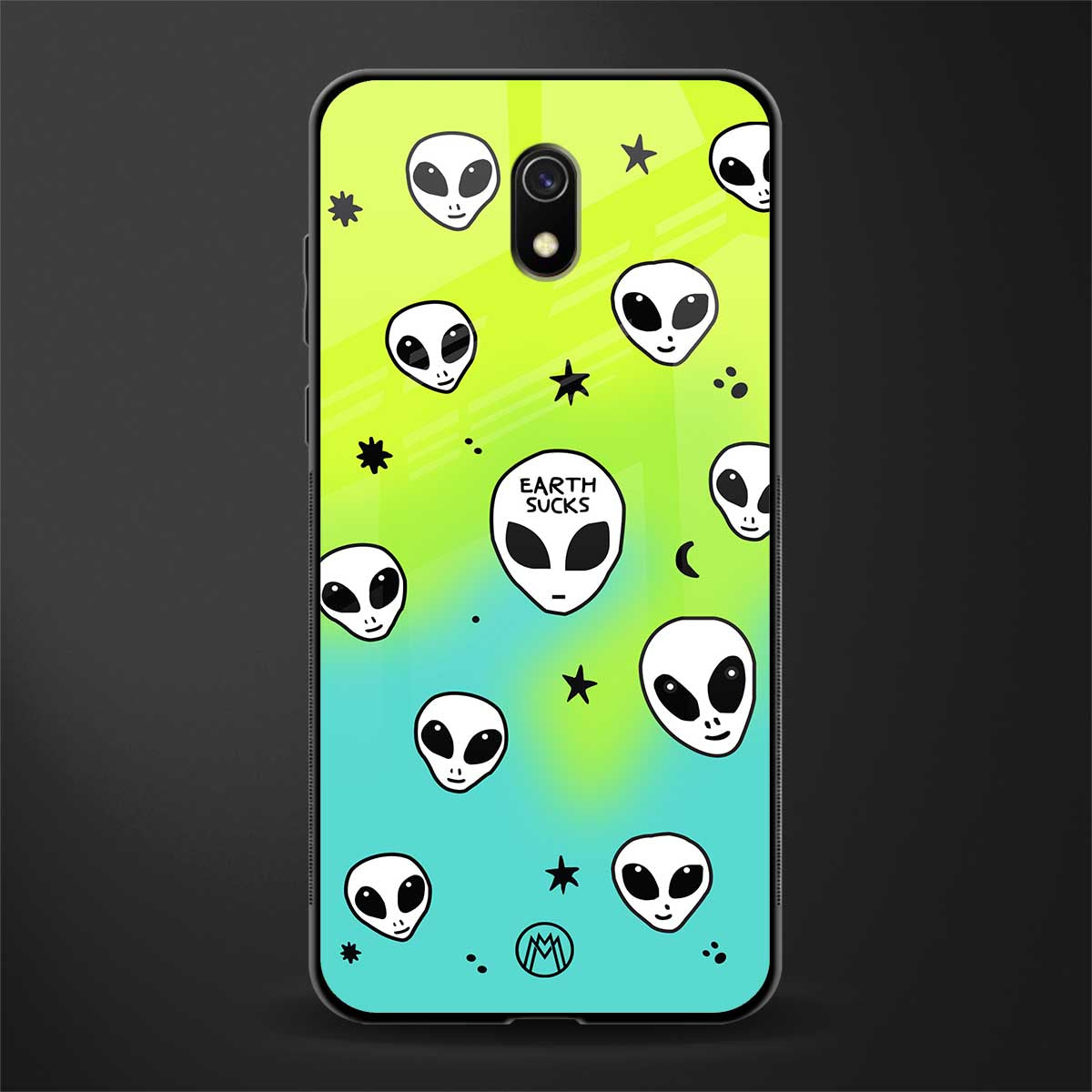 earth sucks neon edition glass case for redmi 8a image