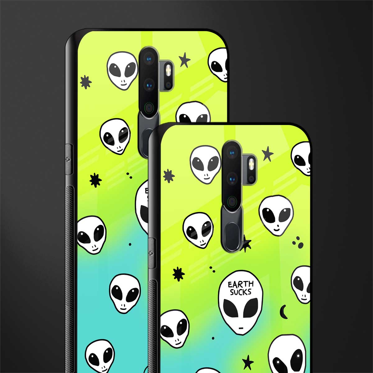 earth sucks neon edition glass case for oppo a5 2020 image-2