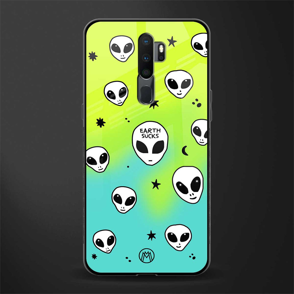 earth sucks neon edition glass case for oppo a5 2020 image