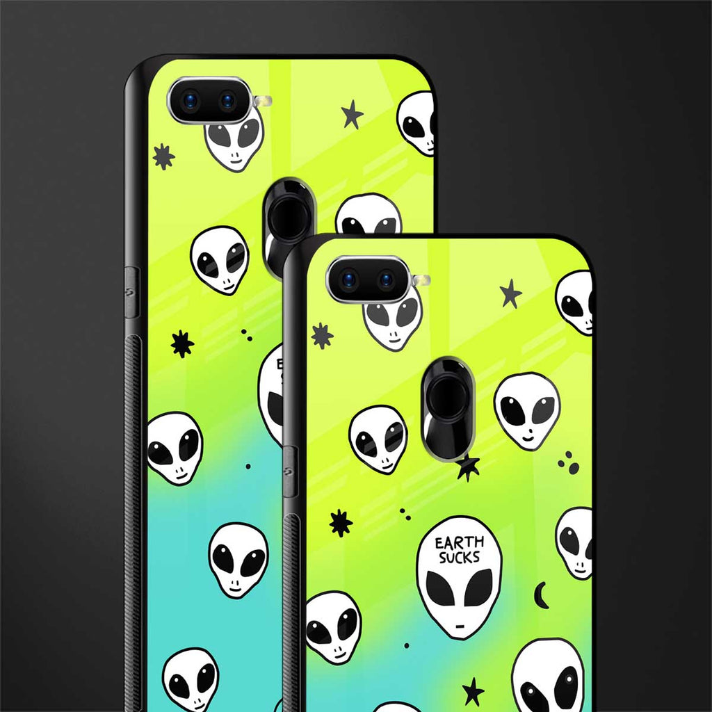earth sucks neon edition glass case for oppo a7 image-2