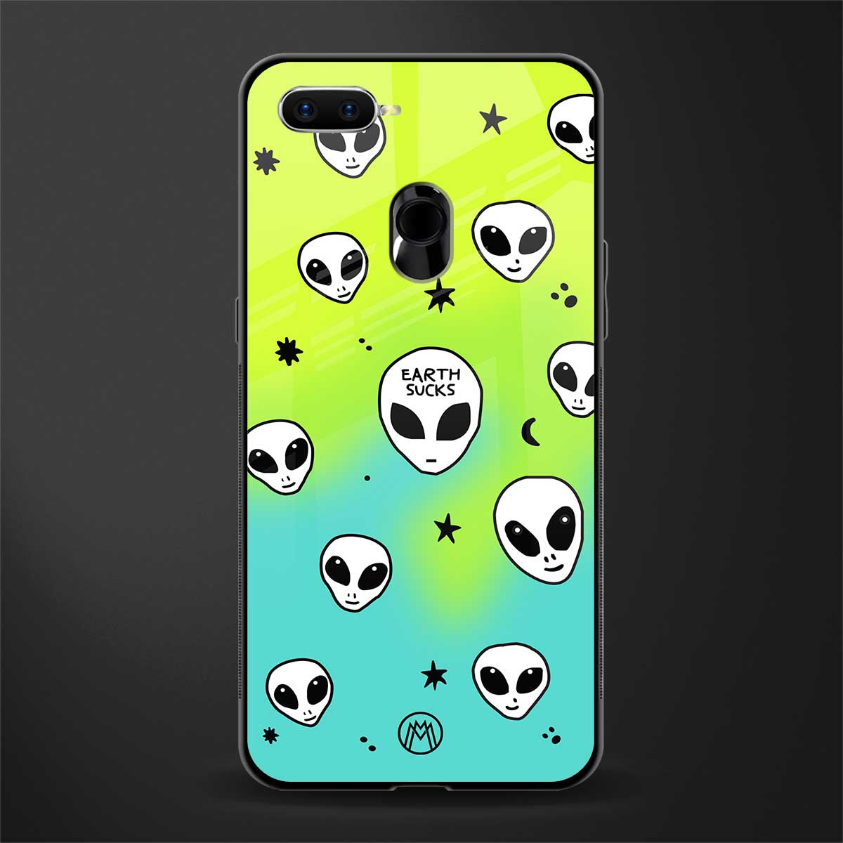 earth sucks neon edition glass case for oppo a12 image