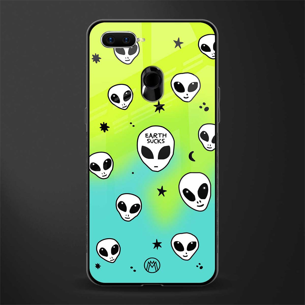 earth sucks neon edition glass case for oppo a7 image