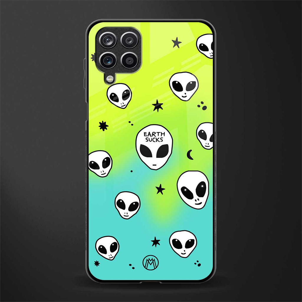 earth sucks neon edition back phone cover | glass case for samsung galaxy a22 4g