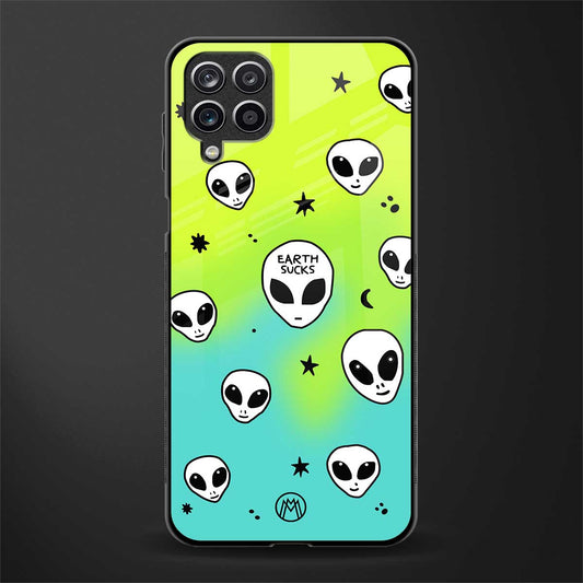 earth sucks neon edition back phone cover | glass case for samsung galaxy a22 4g