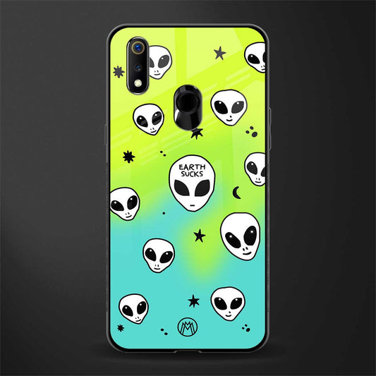 earth sucks neon edition glass case for realme 3 pro image