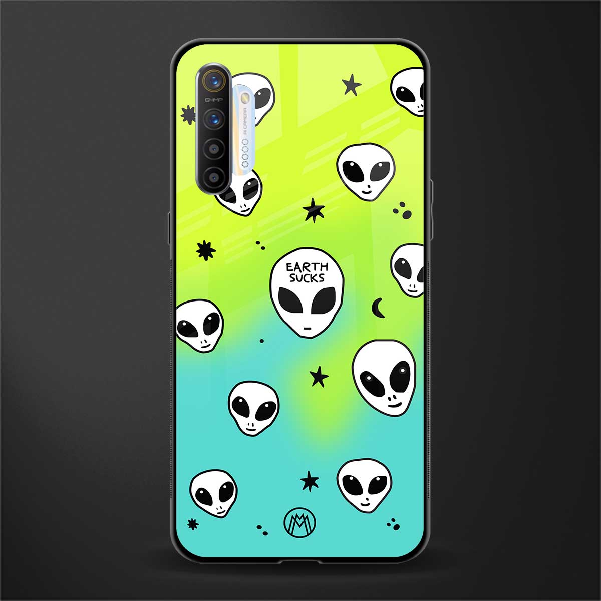earth sucks neon edition glass case for realme xt image