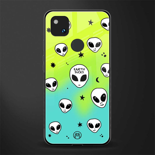 earth sucks neon edition back phone cover | glass case for google pixel 4a 4g