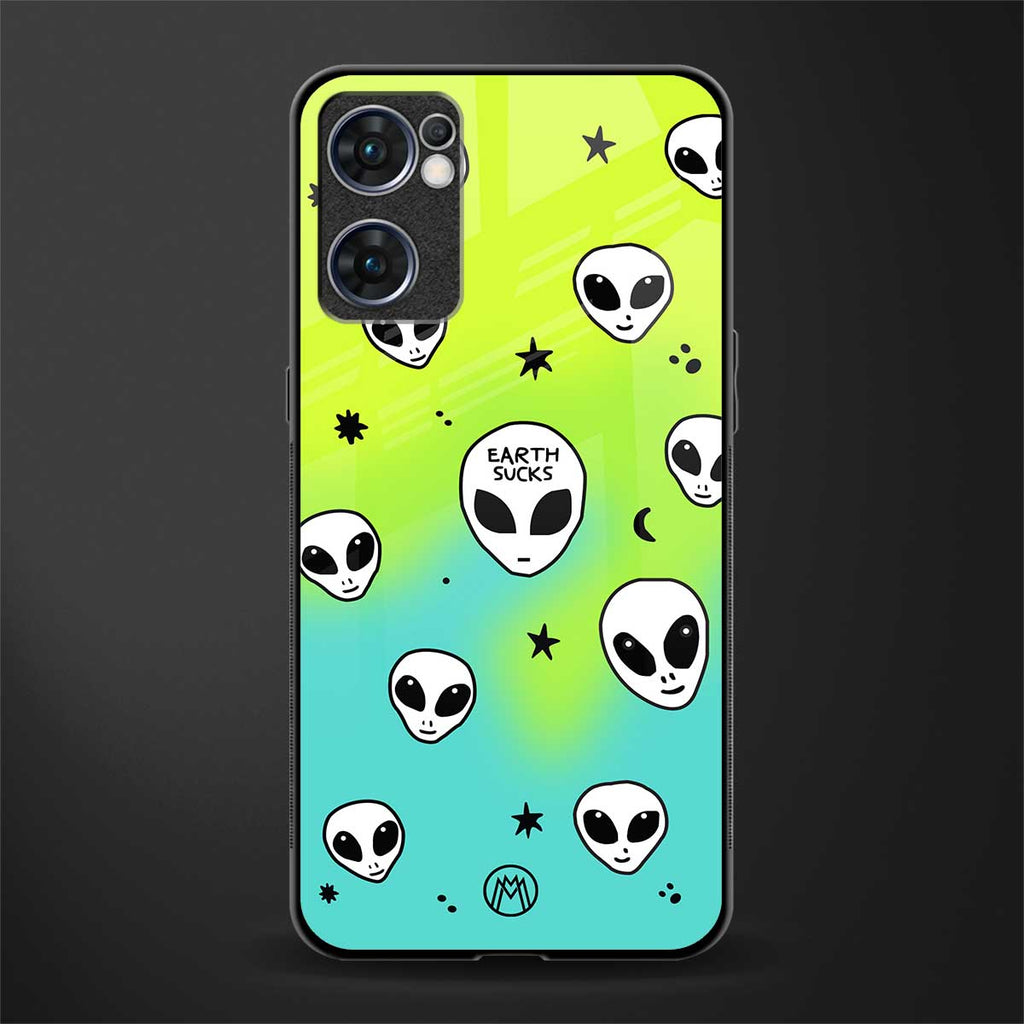 earth sucks neon edition glass case for oppo reno7 5g image
