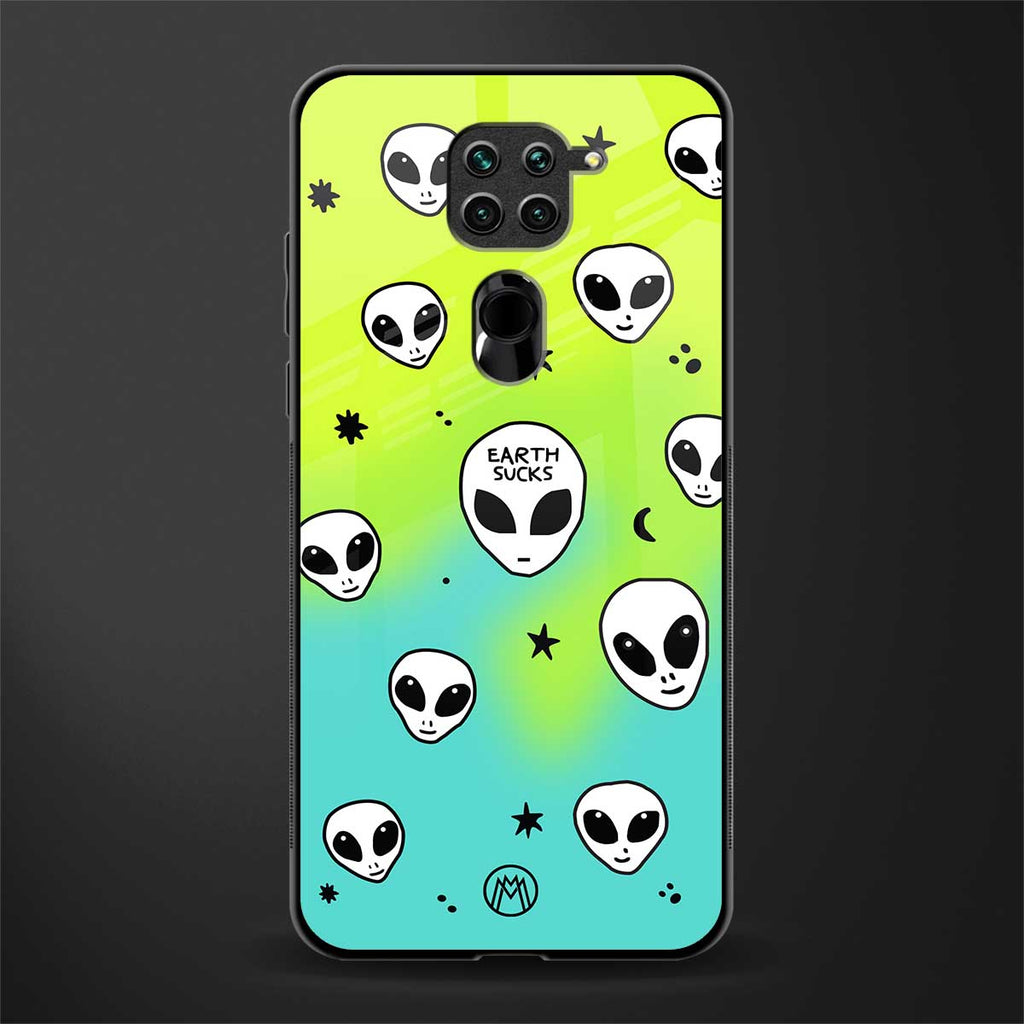 earth sucks neon edition glass case for redmi note 9 image