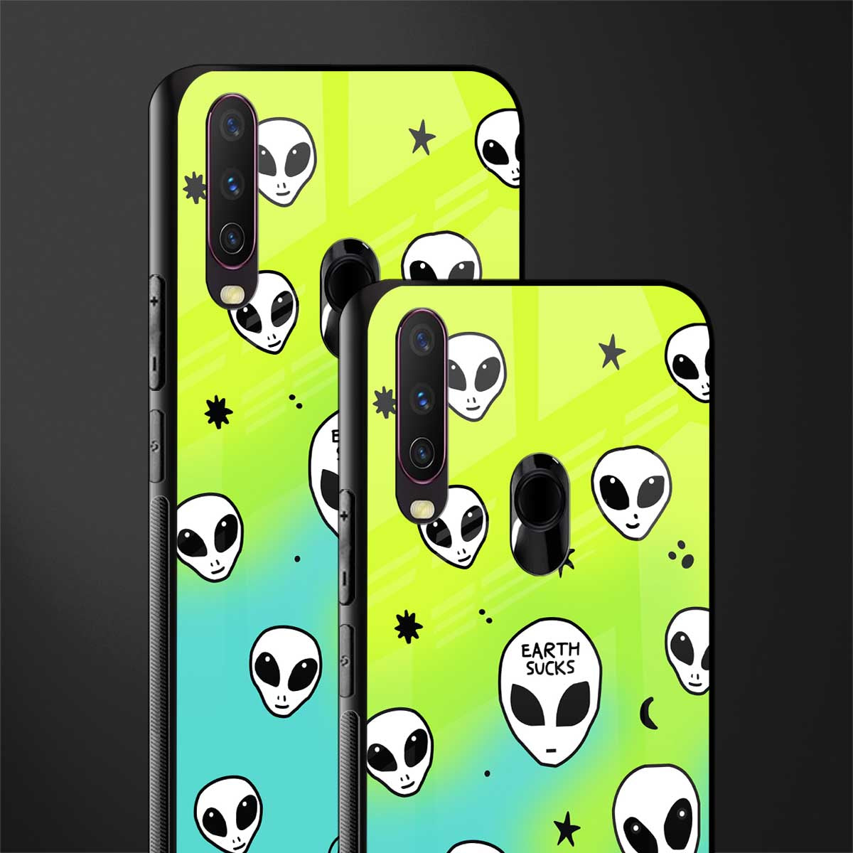 earth sucks neon edition glass case for vivo y15 image-2