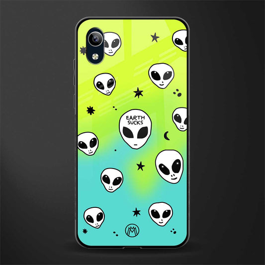 earth sucks neon edition glass case for vivo y1s without fingerprint image