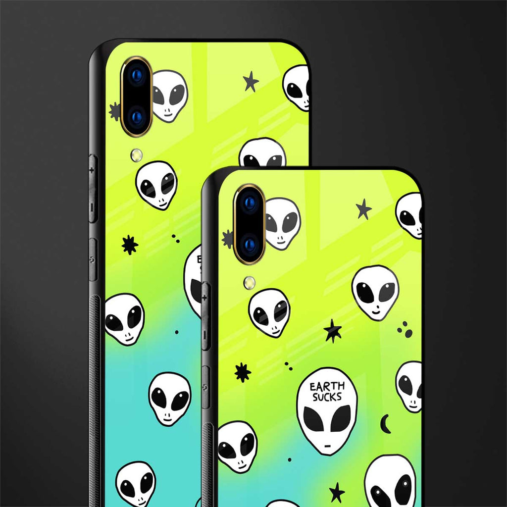 earth sucks neon edition glass case for vivo v11 pro image-2