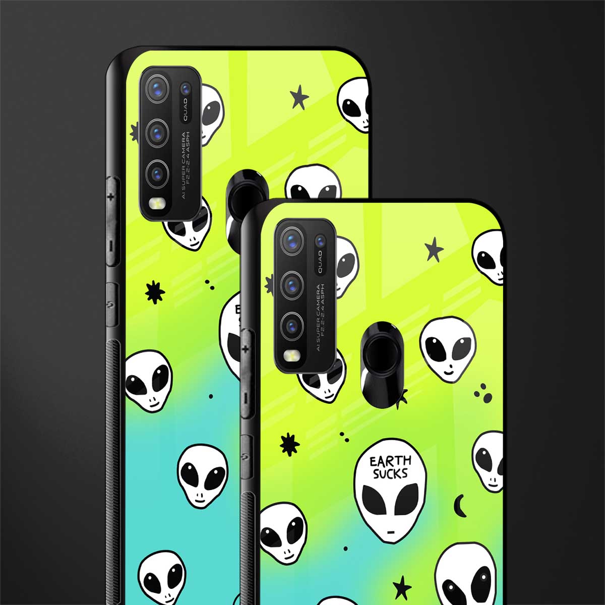 earth sucks neon edition glass case for vivo y30 image-2