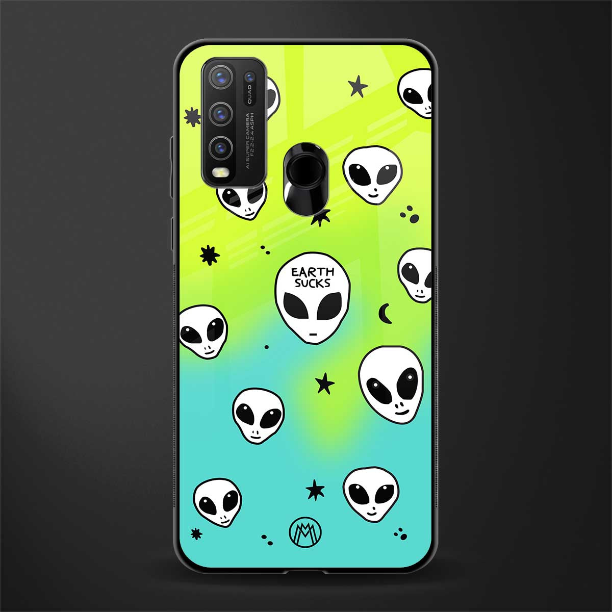 earth sucks neon edition glass case for vivo y50 image