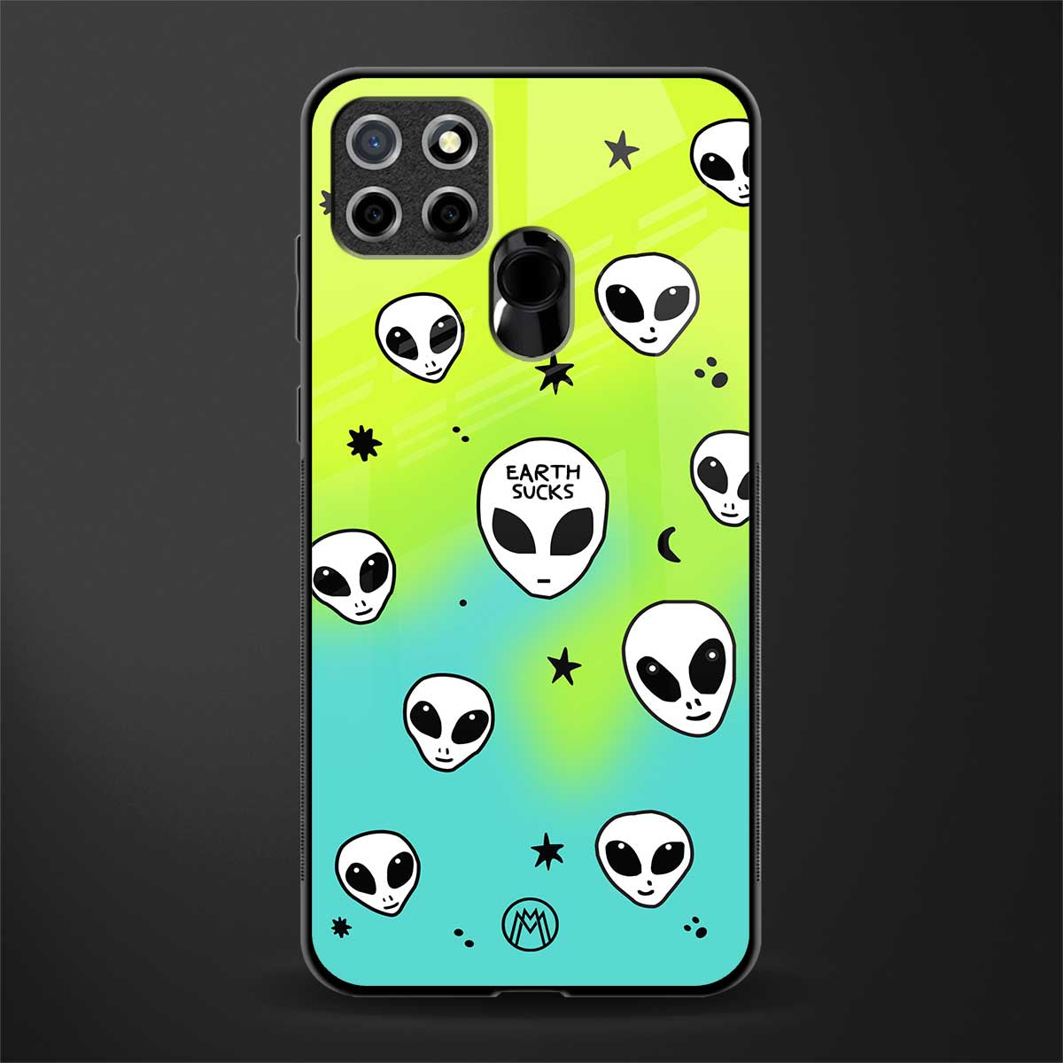 earth sucks neon edition glass case for realme narzo 30a image