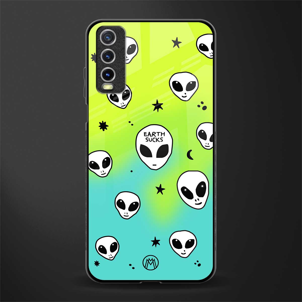 earth sucks neon edition glass case for vivo y12s image