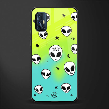 earth sucks neon edition glass case for vivo v17 image
