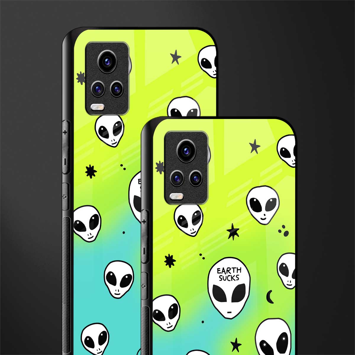earth sucks neon edition glass case for vivo v20 image-2