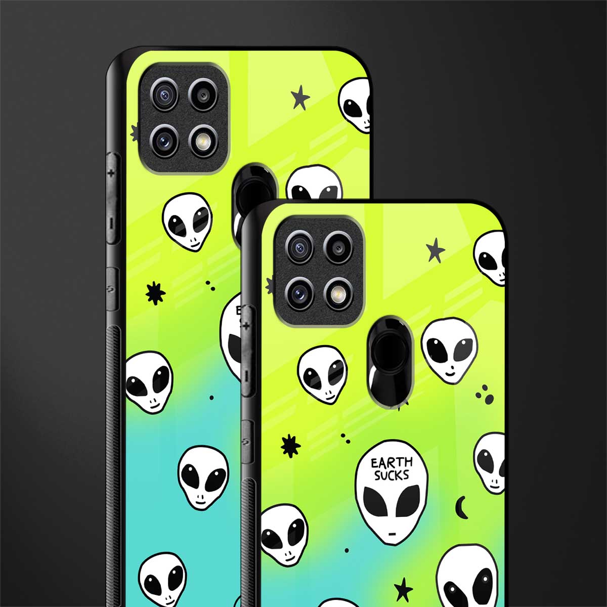 earth sucks neon edition glass case for oppo a15s image-2