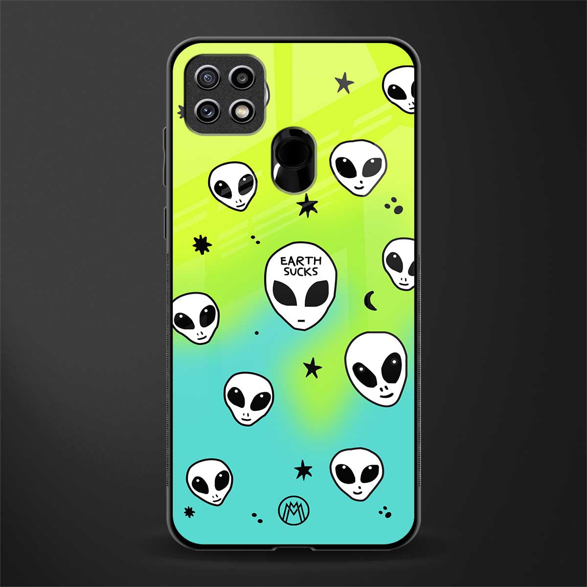 earth sucks neon edition glass case for oppo a15s image