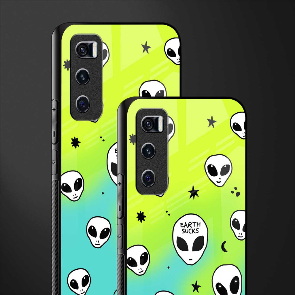earth sucks neon edition glass case for vivo v20 se image-2