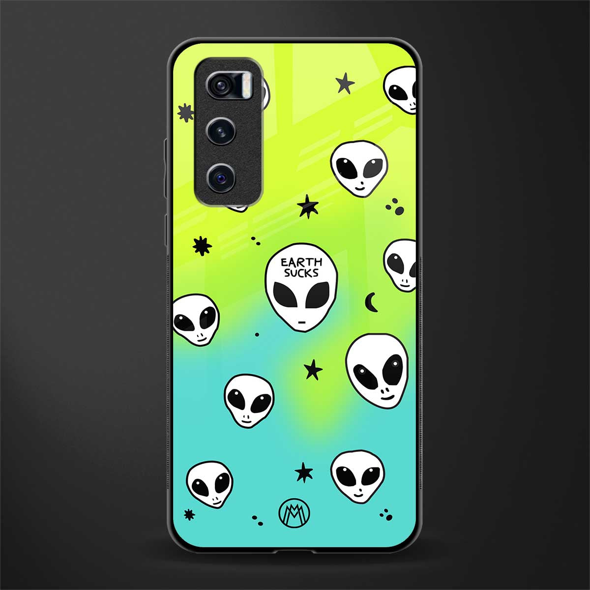 earth sucks neon edition glass case for vivo v20 se image