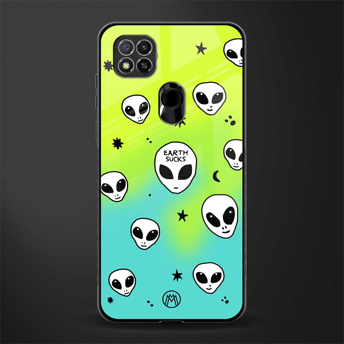 earth sucks neon edition glass case for redmi 9c image