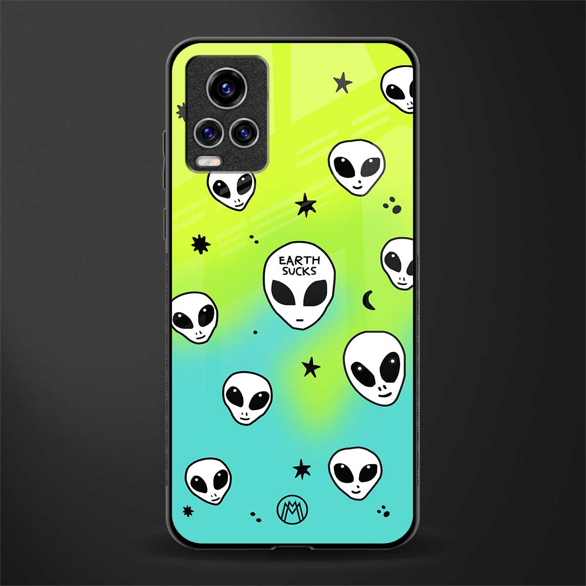 earth sucks neon edition glass case for vivo v20 pro image