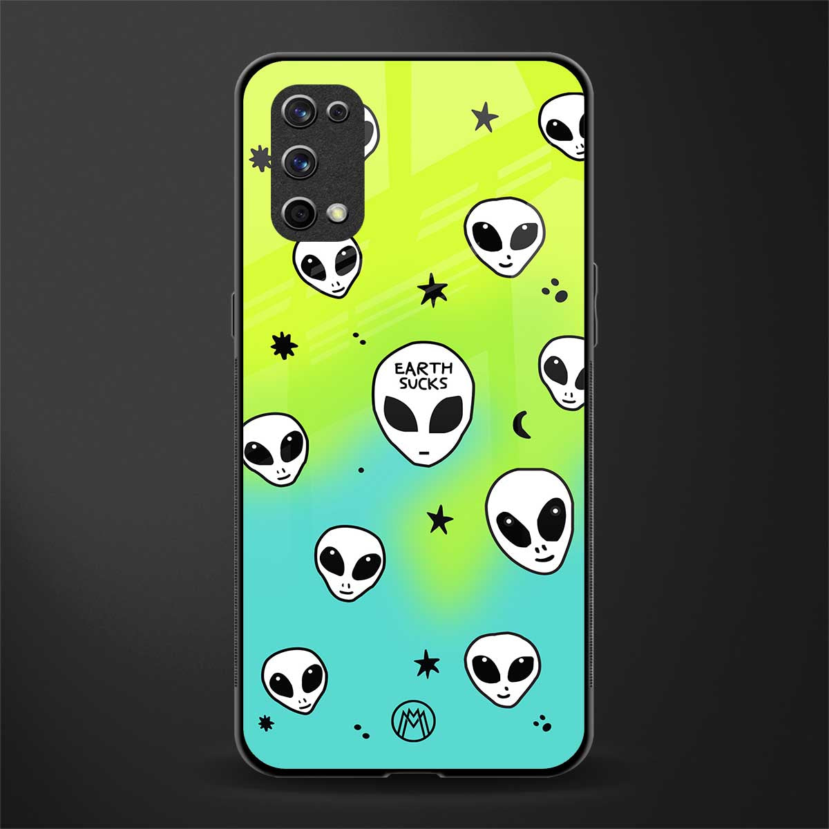 earth sucks neon edition glass case for realme x7 pro image