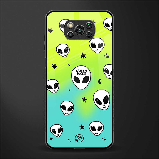 earth sucks neon edition glass case for poco x3 image